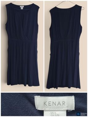 Kenar Navy Blue Stretch Knit Dress